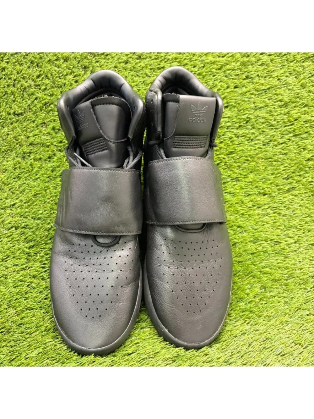 Adidas Tubular Invader Strap Mens Size 12 Black Athletic Leather Shoes Sneakers